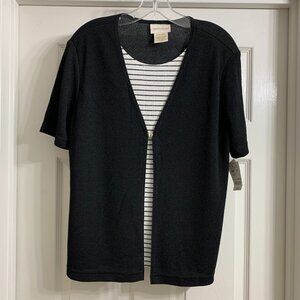 Christie & Jill Women's Black and White Striped Blouse, Size M, NWT